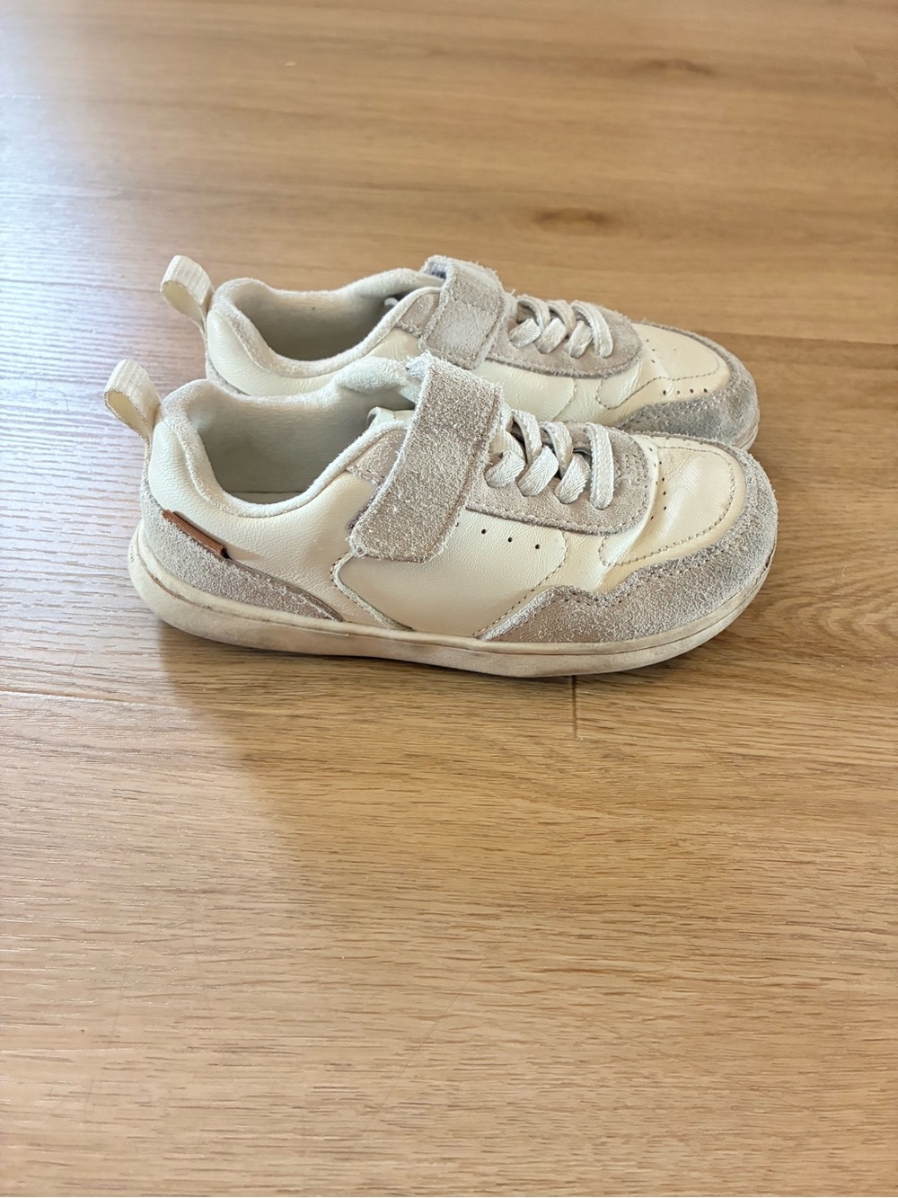 Zara white/cream kids leather sneakers